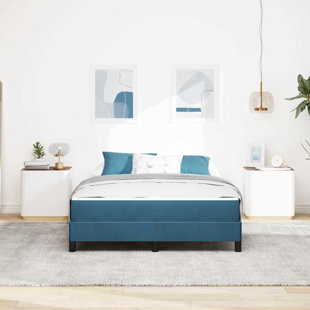 Bäddfjäder med madrass Mörkblå 140 x 200 cm tyg