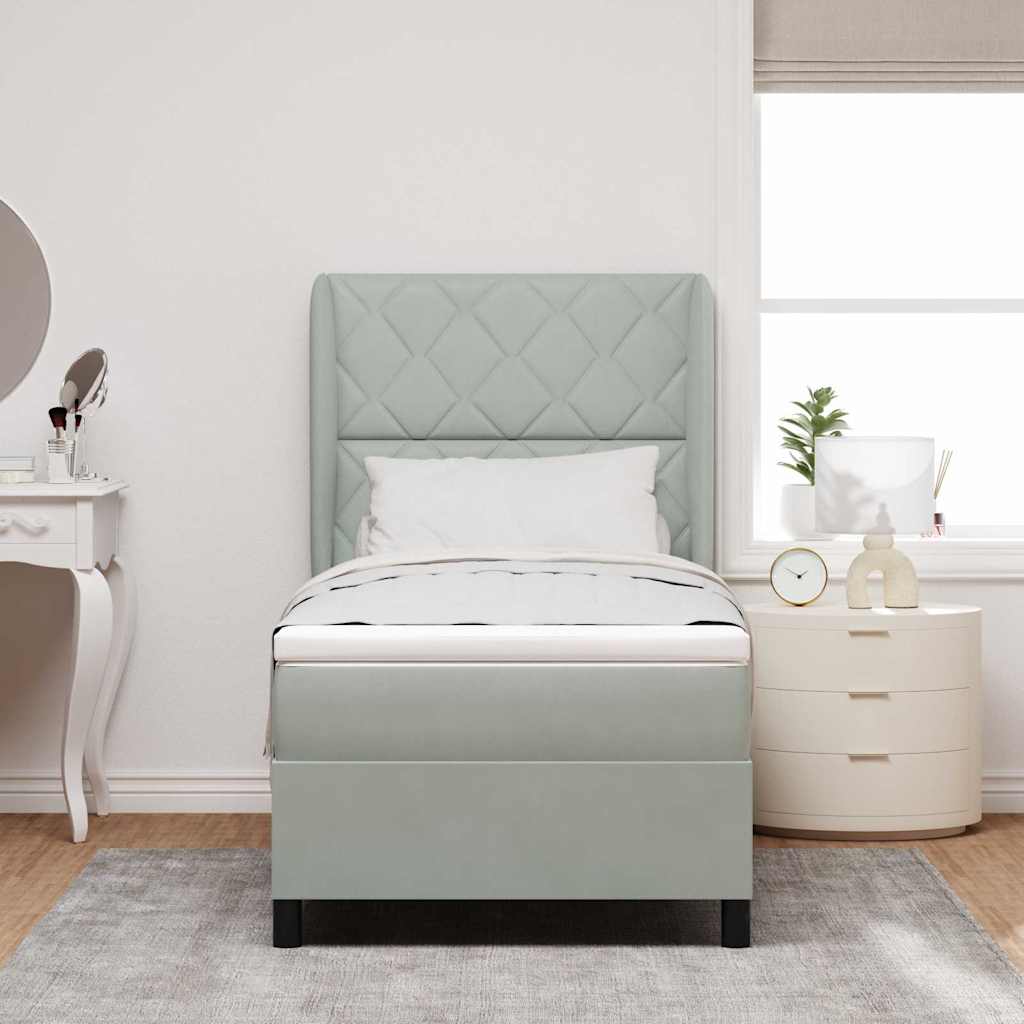 Bäddfjäder med madrass Ljusgrå 200 x 100 cm Polyester