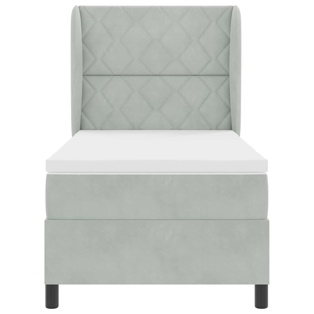 Bäddfjäder med madrass Ljusgrå 200 x 100 cm Polyester