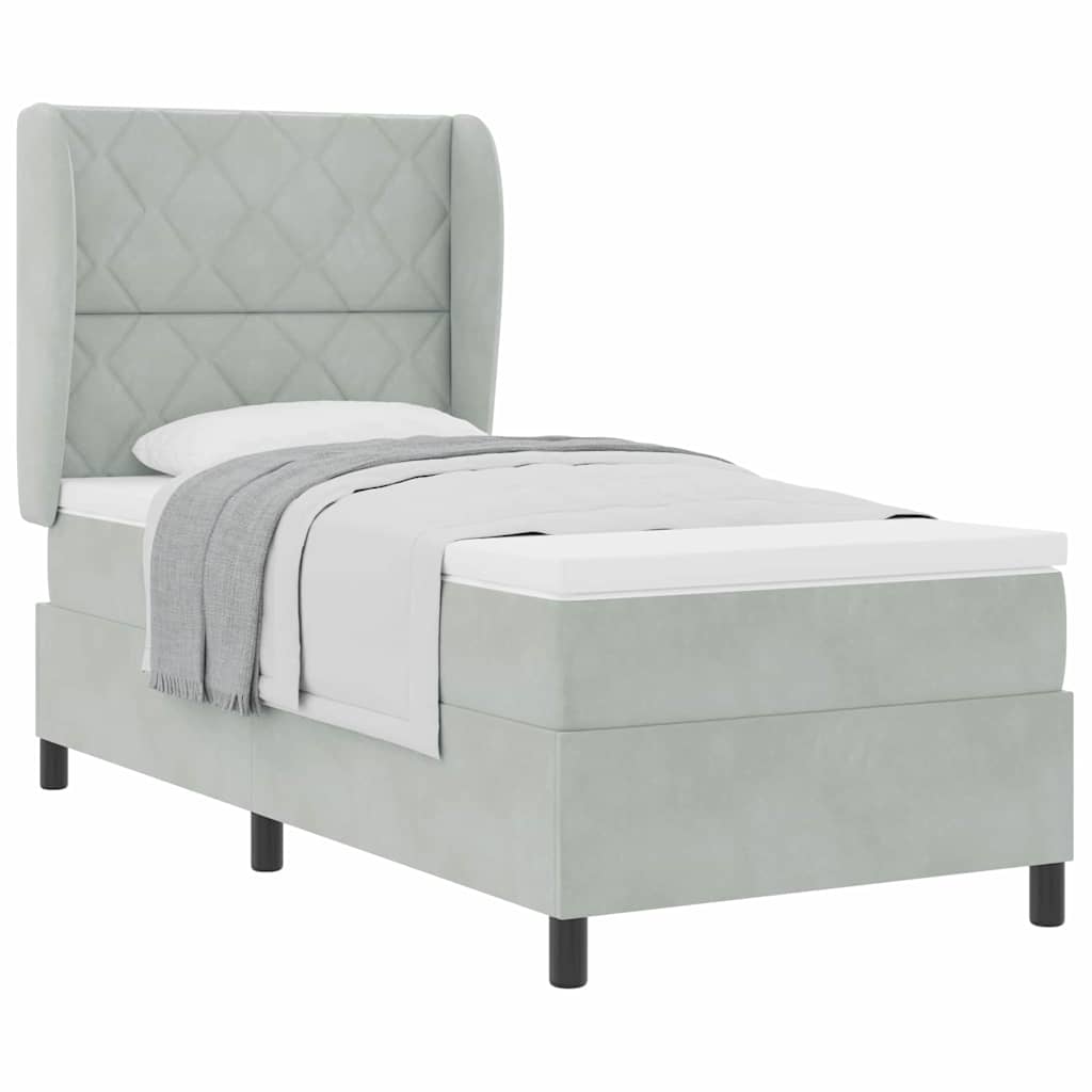 Bäddfjäder med madrass Ljusgrå 200 x 100 cm Polyester