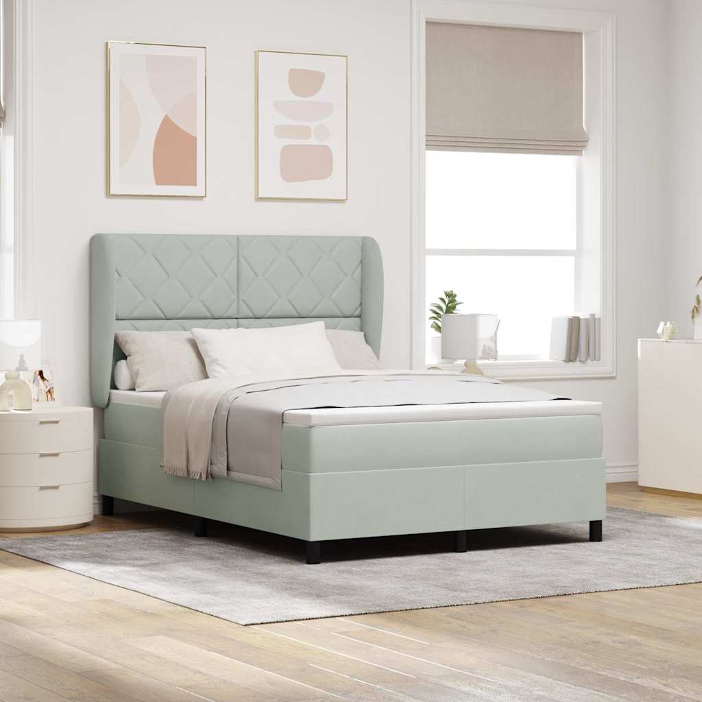 Bäddfjäder med madrass Ljusgrå 200 x 140 cm Polyester