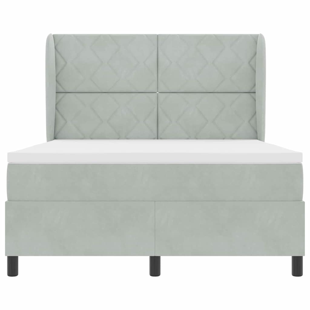 Bäddfjäder med madrass Ljusgrå 200 x 140 cm Polyester