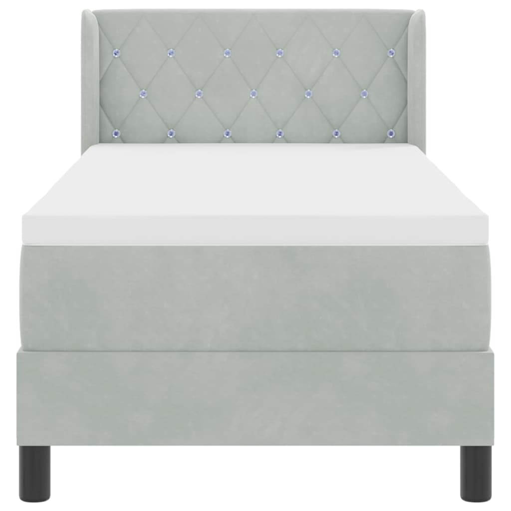 Bäddfjäder med madrass Ljusgrå 200 x 80 cm Polyester