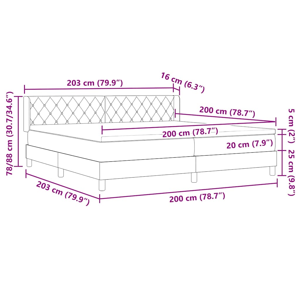 Bäddfjäder med madrass Mörkgrå 200 x 200 cm Polyester