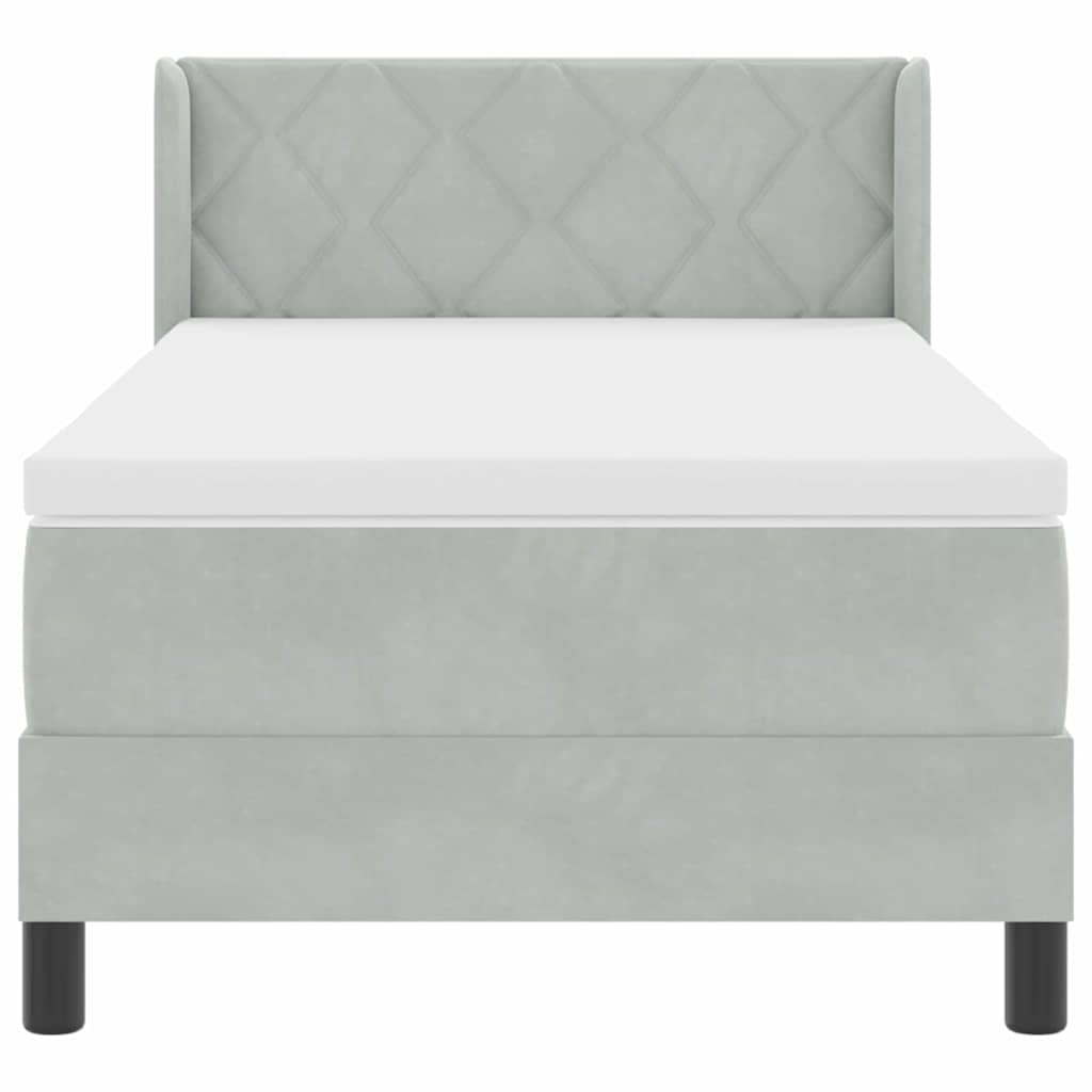 Bäddfjäder med madrass Ljusgrå 200 x 90 cm Polyester