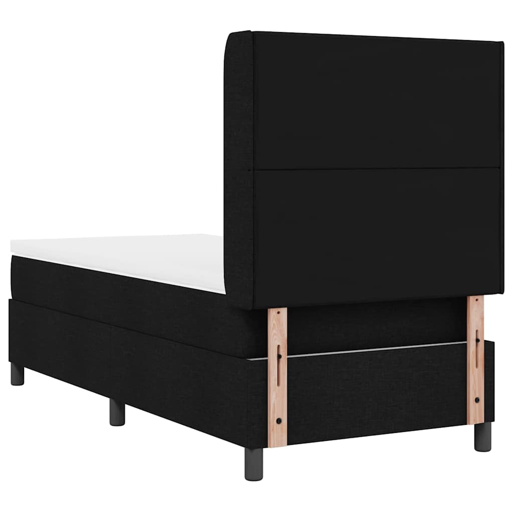 Bäddfjäder med madrass med huvudgavel Svart 100 x 200 cm tyg