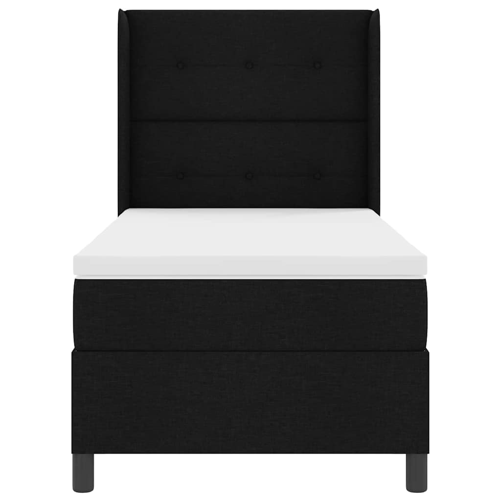 Bäddfjäder med madrass med huvudgavel Svart 100 x 200 cm tyg