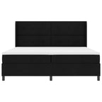 Bäddfjäder med madrass med huvudgavel Svart 200 x 200 cm tyg