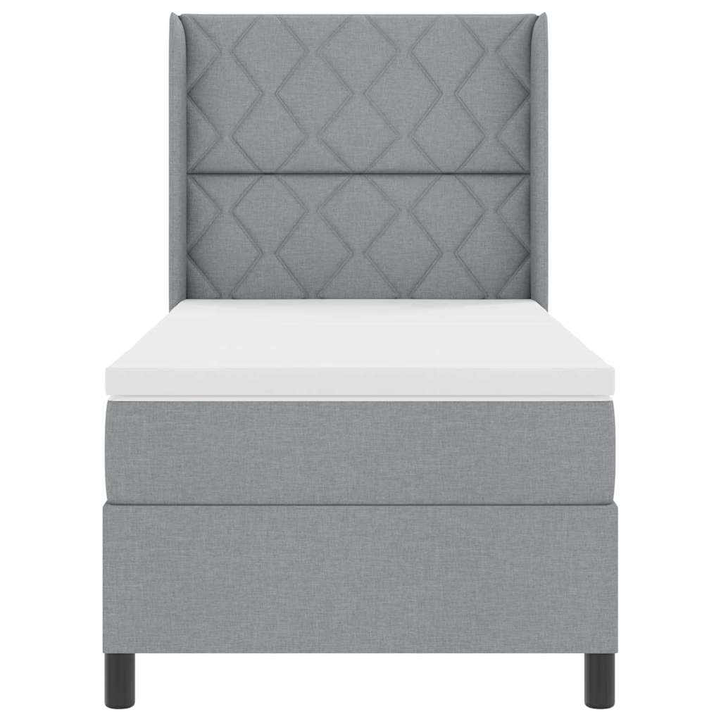 Bäddfjäder med madrass med huvudgavel Ljusgrå 100 x 200 cm tyg