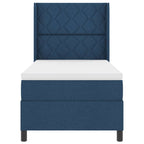 Bäddfjäder med madrass med huvudgavel Blå 100 x 200 cm tyg