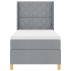 Bäddfjäder med madrass med huvudgavel Ljusgrå 100 x 200 cm tyg