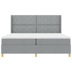 Bäddfjäder med madrass med huvudgavel Ljusgrå 200 x 200 cm tyg