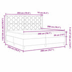 Bäddfjäder med madrass med huvudgavel Ljusgrå 200 x 200 cm tyg