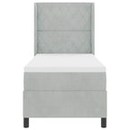 Bäddfjäder med huvudgavel Ljusgrå 80 x 200 cm Sammet