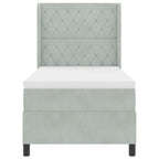 Bäddfjäder med huvudgavel Ljusgrå 100 x 200 cm Sammet