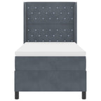 Bäddfjäder med huvudgavel Mörkgrå 100 x 200 cm Sammet