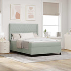 Bäddfjäder med huvudgavel Ljusgrå 160 x 200 cm Sammet