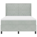 Bäddfjäder med huvudgavel Ljusgrå 160 x 200 cm Sammet