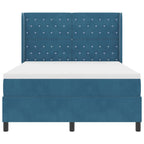 Bäddfjäder med huvudgavel Blå 160 x 200 cm Sammet