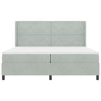 Bäddfjäder med huvudgavel Ljusgrå 200 x 200 cm Sammet