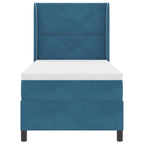 Bäddfjäder med huvudgavel Blå 90 x 190 cm Sammet