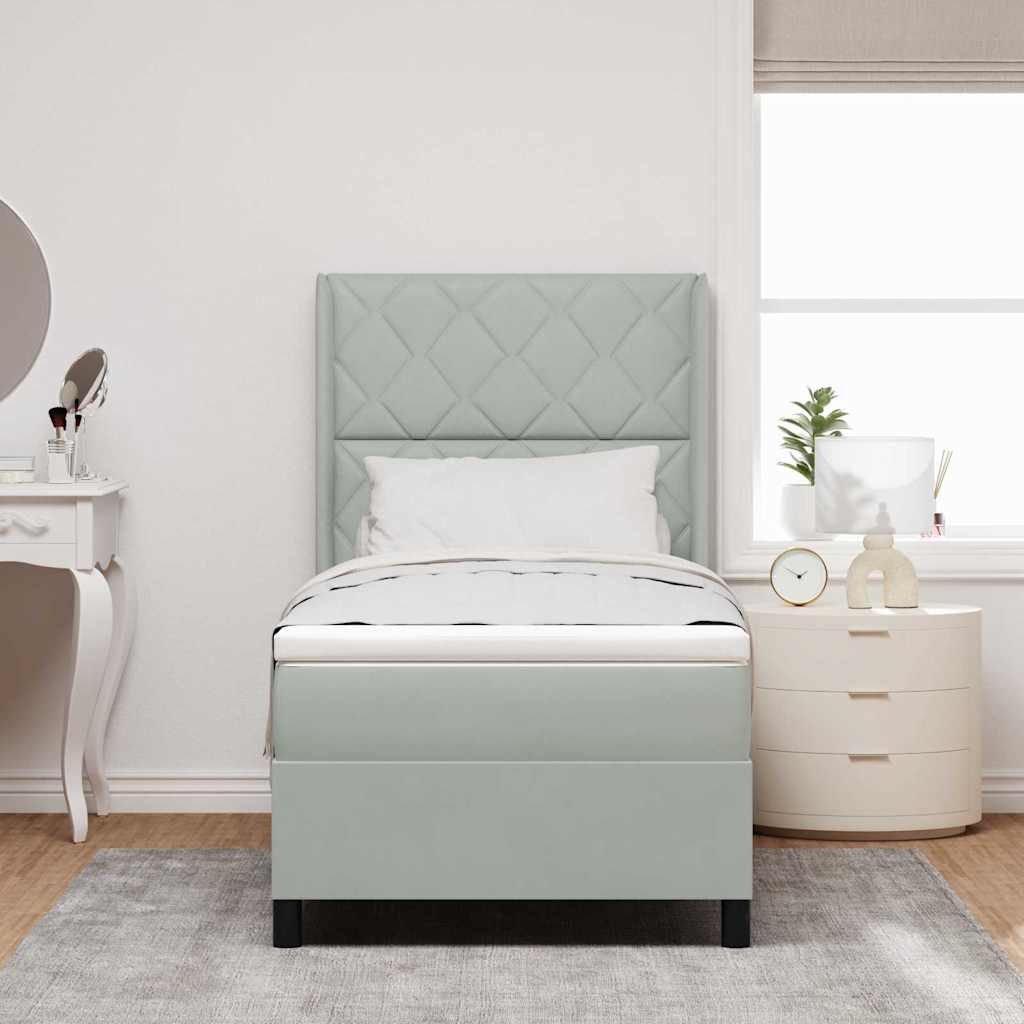 Bäddfjäder med huvudgavel Ljusgrå 100 x 200 cm Sammet