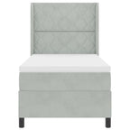 Bäddfjäder med huvudgavel Ljusgrå 100 x 200 cm Sammet