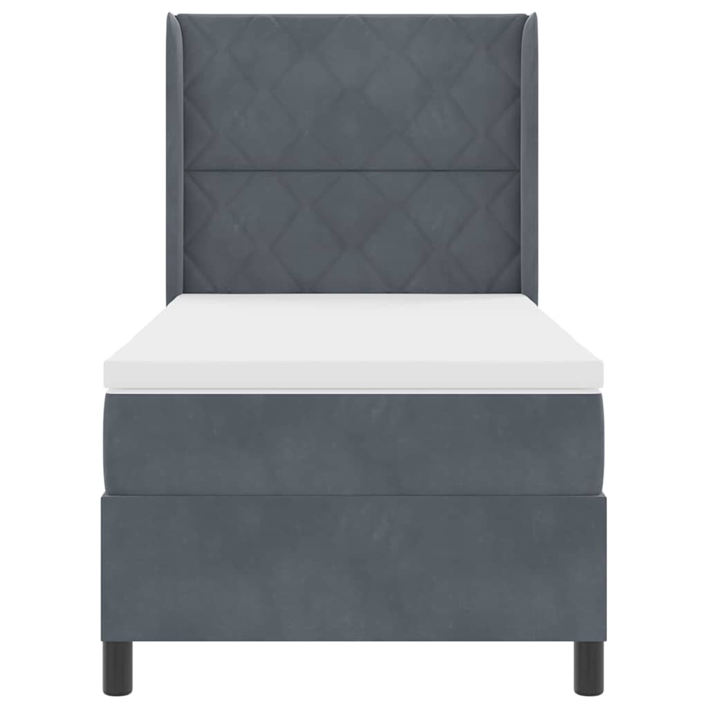 Bäddfjäder med huvudgavel Mörkgrå 100 x 200 cm Sammet