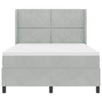 Bäddfjäder med huvudgavel Ljusgrå 140 x 200 cm Sammet