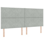 Bäddfjäder med huvudgavel Ljusgrå 200 x 200 cm Sammet