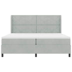 Bäddfjäder med huvudgavel Ljusgrå 200 x 200 cm Sammet