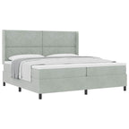 Bäddfjäder med huvudgavel Ljusgrå 200 x 200 cm Sammet