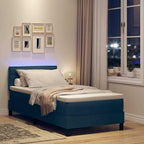 Bäddfjäder med madrass med huvudgavel Blå 100 x 200 cm tyg