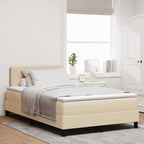 Bäddfjäder med madrass med huvudgavel Kräm 120 x 190 cm tyg