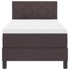 Bäddfjäder med madrass med huvudgavel Mörkbrun 80 x 200 cm tyg