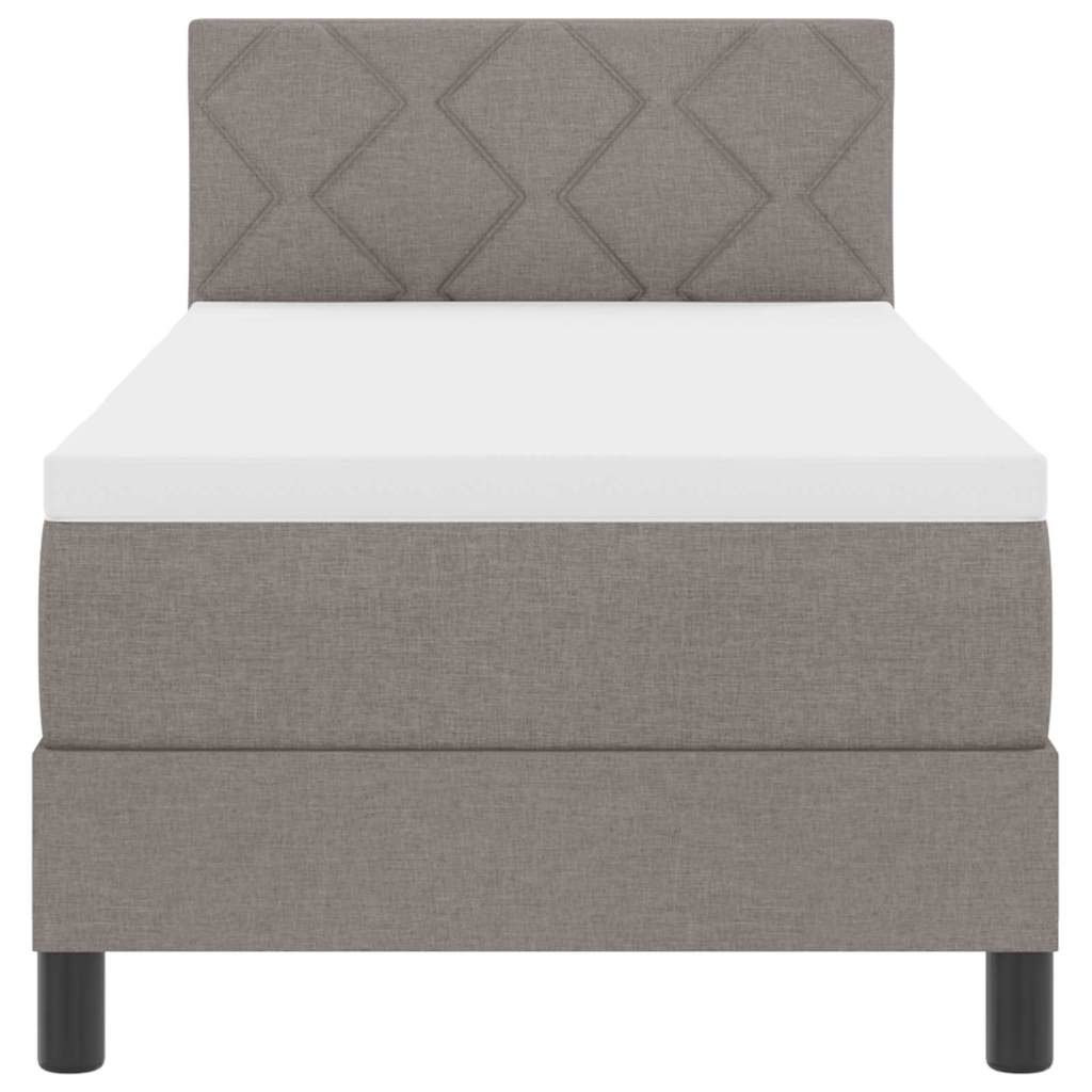 Bäddfjäder med madrass med huvudgavel Taupe 80 x 200 cm tyg