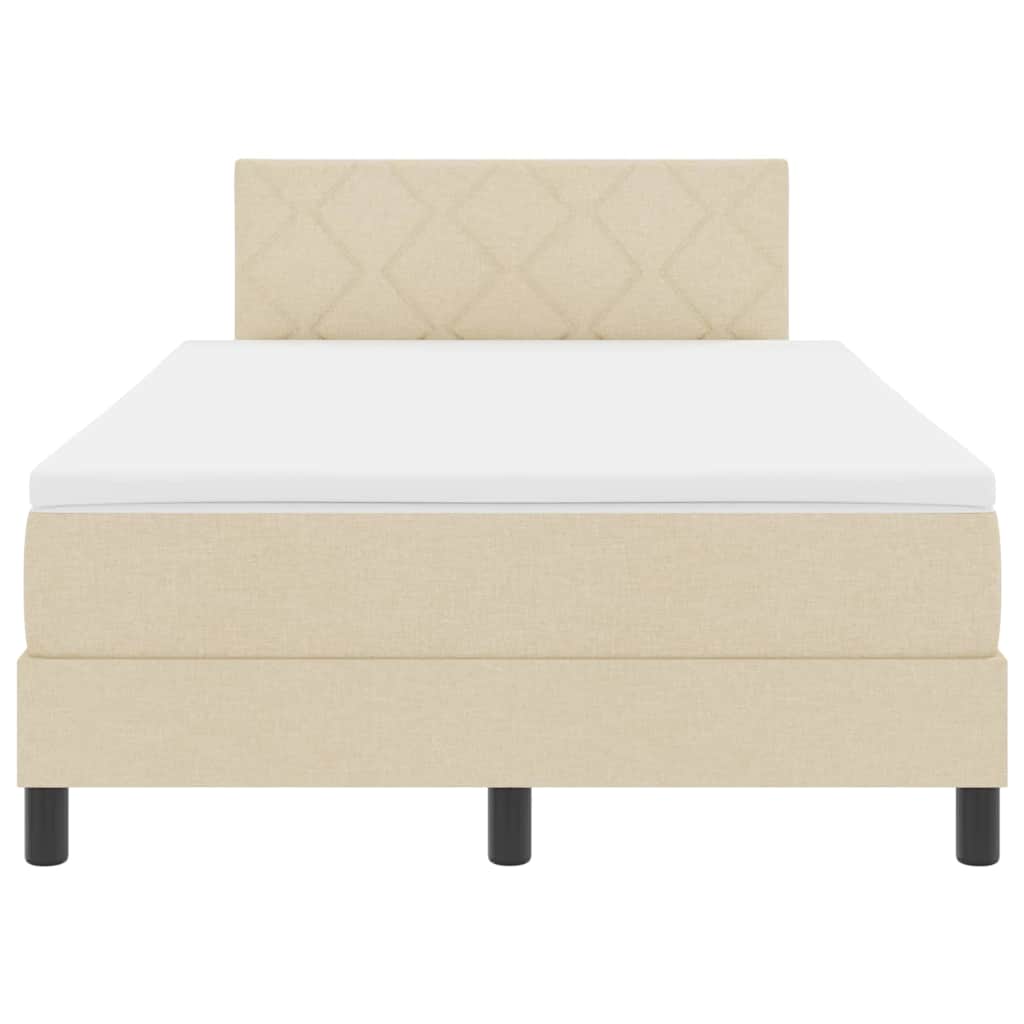 Bäddfjäder med madrass med huvudgavel Kräm 120 x 200 cm tyg