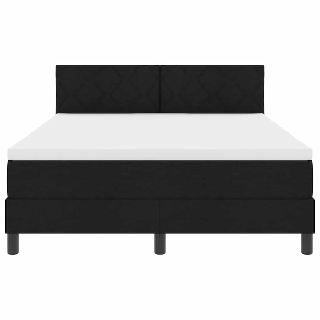 Bäddfjäder med madrass med huvudgavel Svart 140 x 200 cm tyg