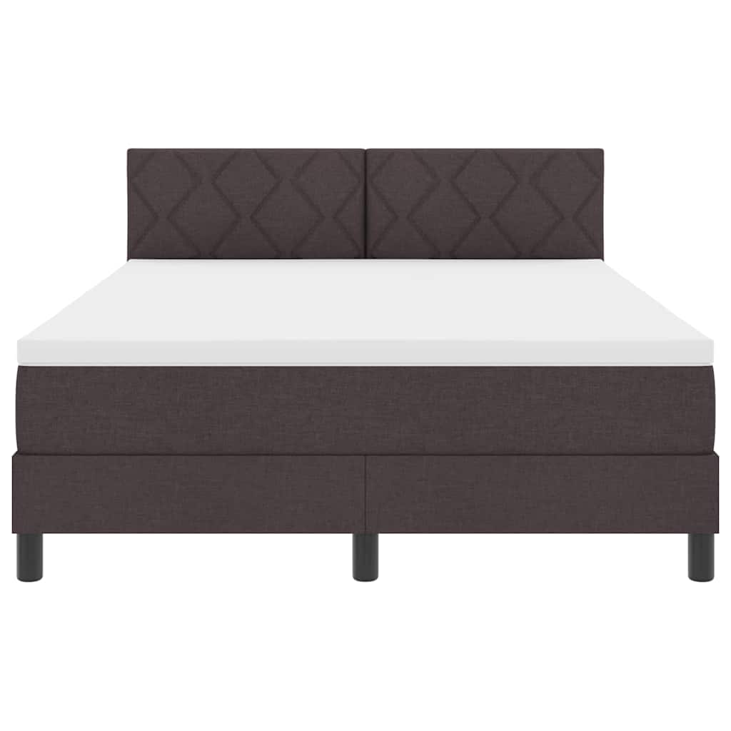 Bäddfjäder med madrass med huvudgavel Mörkbrun 140 x 200 cm tyg