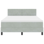 Bäddfjäder med huvudgavel Ljusgrå 140 x 190 cm Sammet