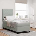 Bäddfjäder med madrass Ljusgrå 80 x 200 cm Sammet