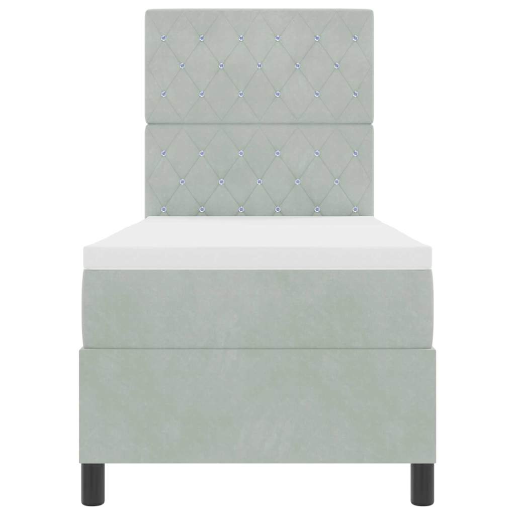 Bäddfjäder med madrass Ljusgrå 80 x 200 cm Sammet