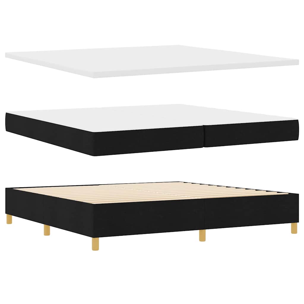 Bäddfjäder med madrass med LED -remsljus Svart 200 x 200 cm tyg