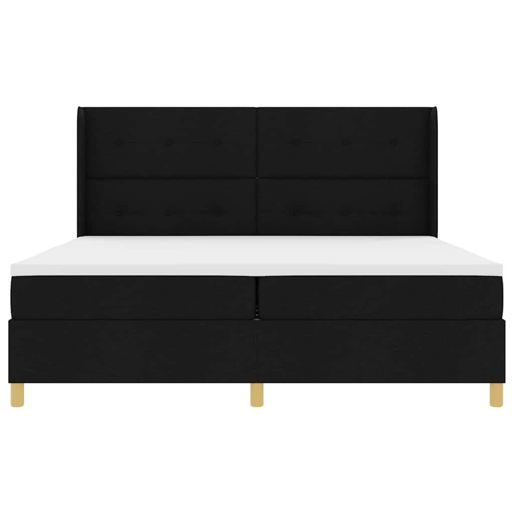 Bäddfjäder med madrass med LED -remsljus Svart 200 x 200 cm tyg