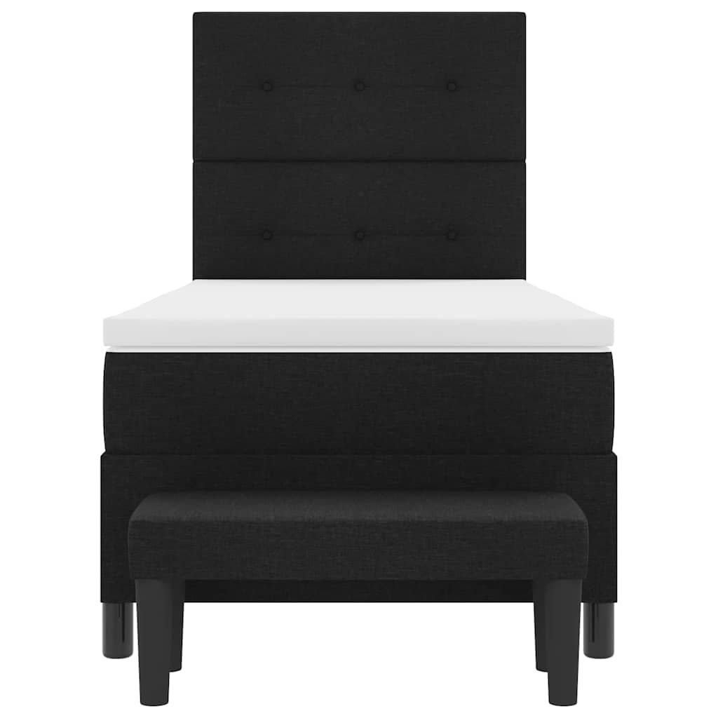 Bäddfjäder med madrass Svart 100 x 200 cm tyg & Konstruerat trä