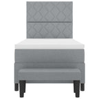 Bäddfjäder Ljusgrå 100 x 200 cm tyg & Konstruerat trä