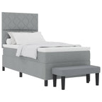 Bäddfjäder Ljusgrå 100 x 200 cm tyg & Konstruerat trä