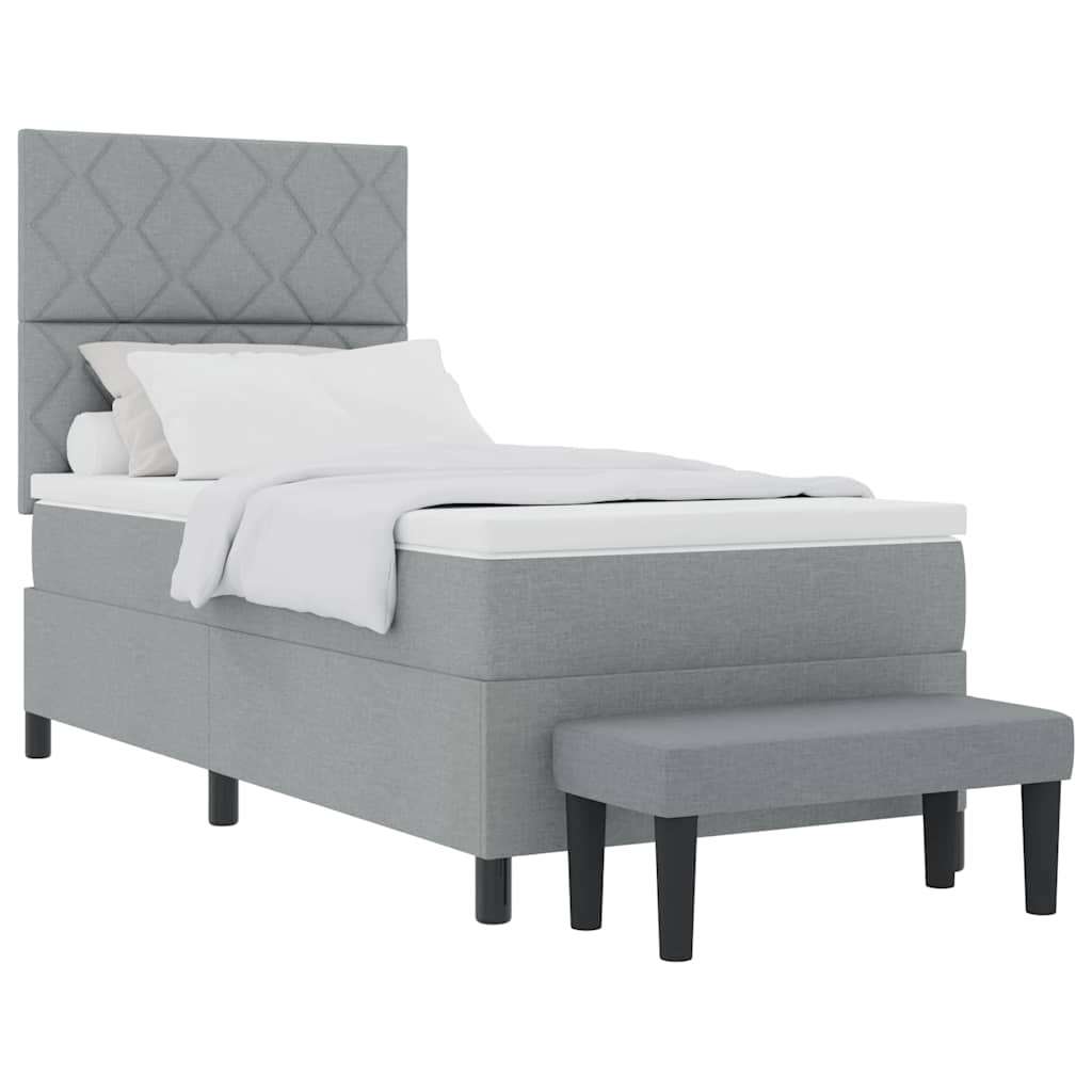 Bäddfjäder Ljusgrå 100 x 200 cm tyg & Konstruerat trä