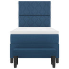 Bäddfjäder med madrass Blå 100 x 200 cm tyg & Konstruerat trä