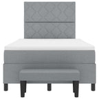 Bäddfjäder Ljusgrå 120 x 200 cm tyg & Konstruerat trä